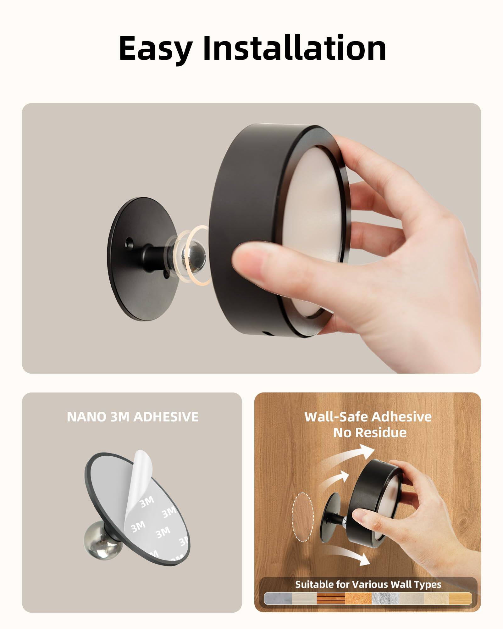 Easy Installation

NANO 3M ADHESIVE

Wall-Safe Adhesive No Residue

Suitable for Various Wall Types