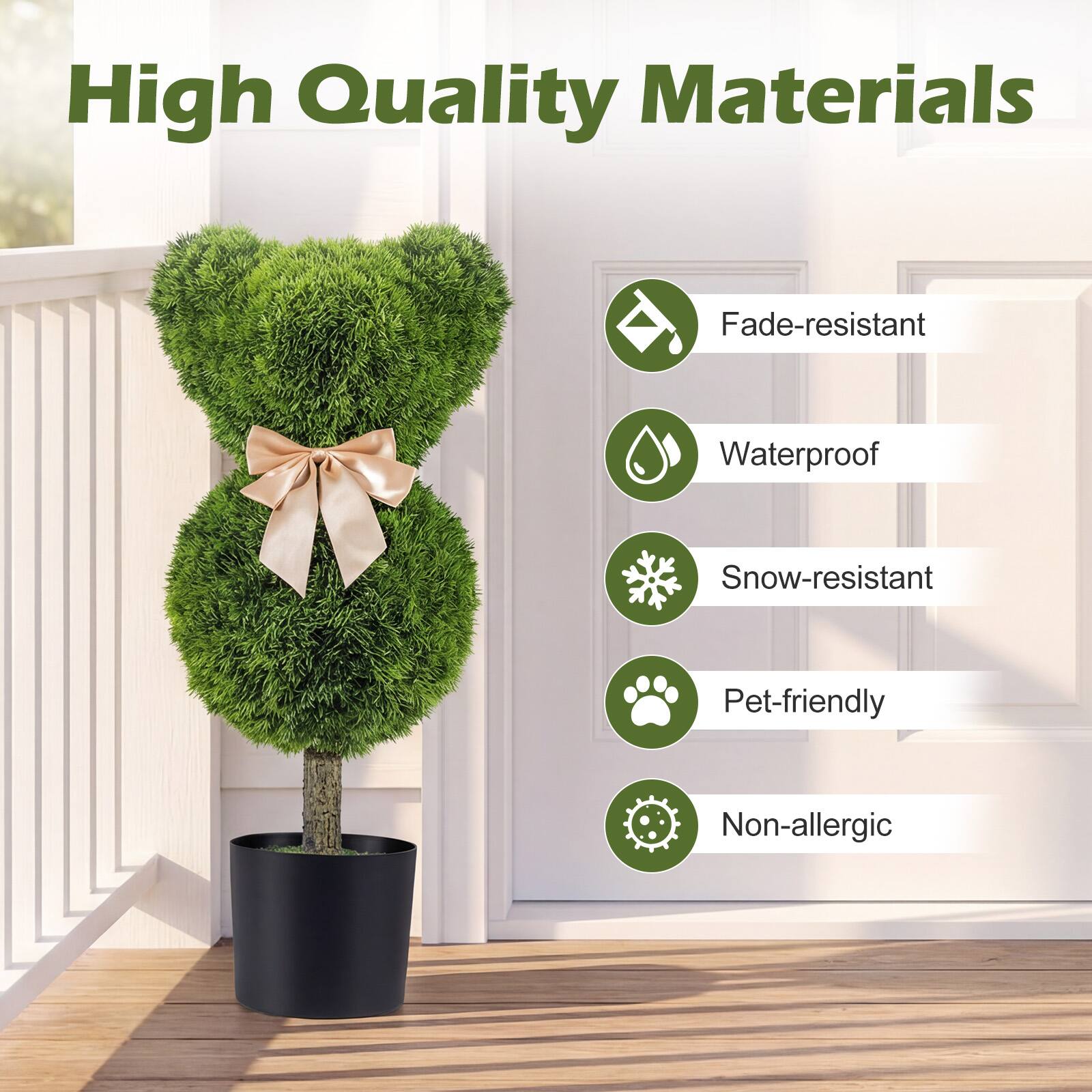 High Quality Materials

- Fade-resistant
- Waterproof
- Snow-resistant
- Pet-friendly
- Non-allergic