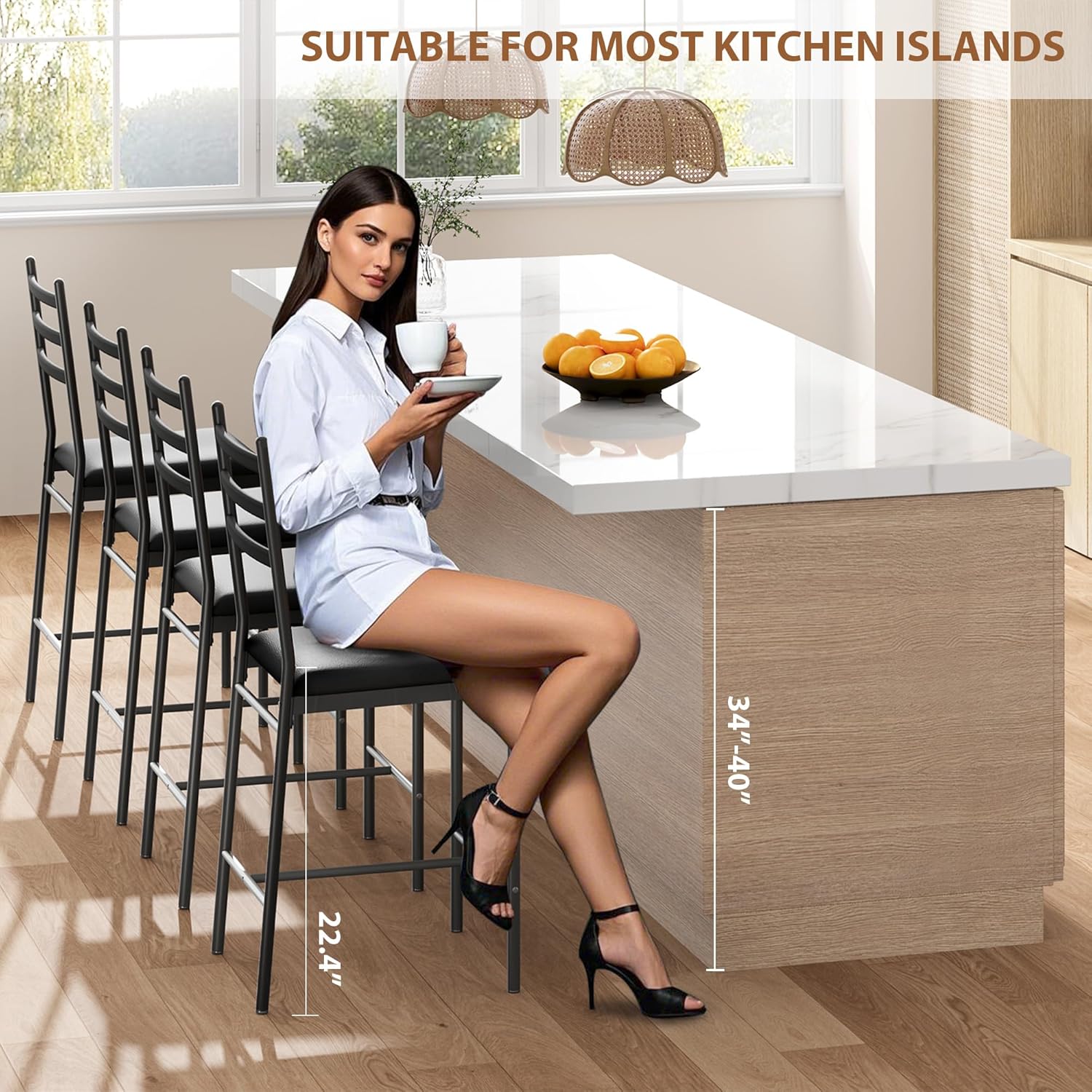 SUITABLE FOR MOST KITCHEN ISLANDS  
34"-40"  
22.4"