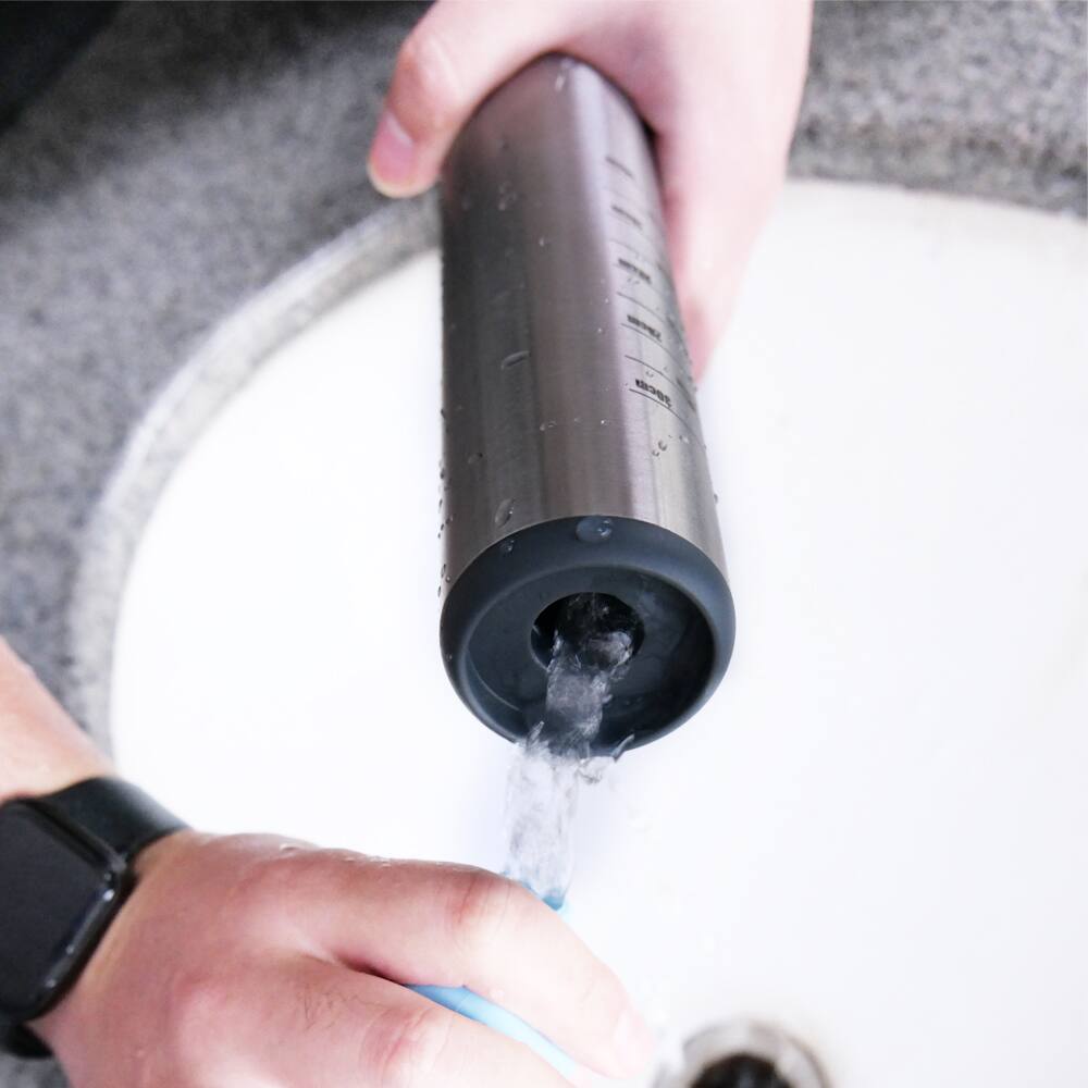 Angle. Empava - Premium 15.8in.  Rolling Pin - Professional Smooth Self-Cooled Rolling Pin with flour container & Measurements - Stainless Steel.