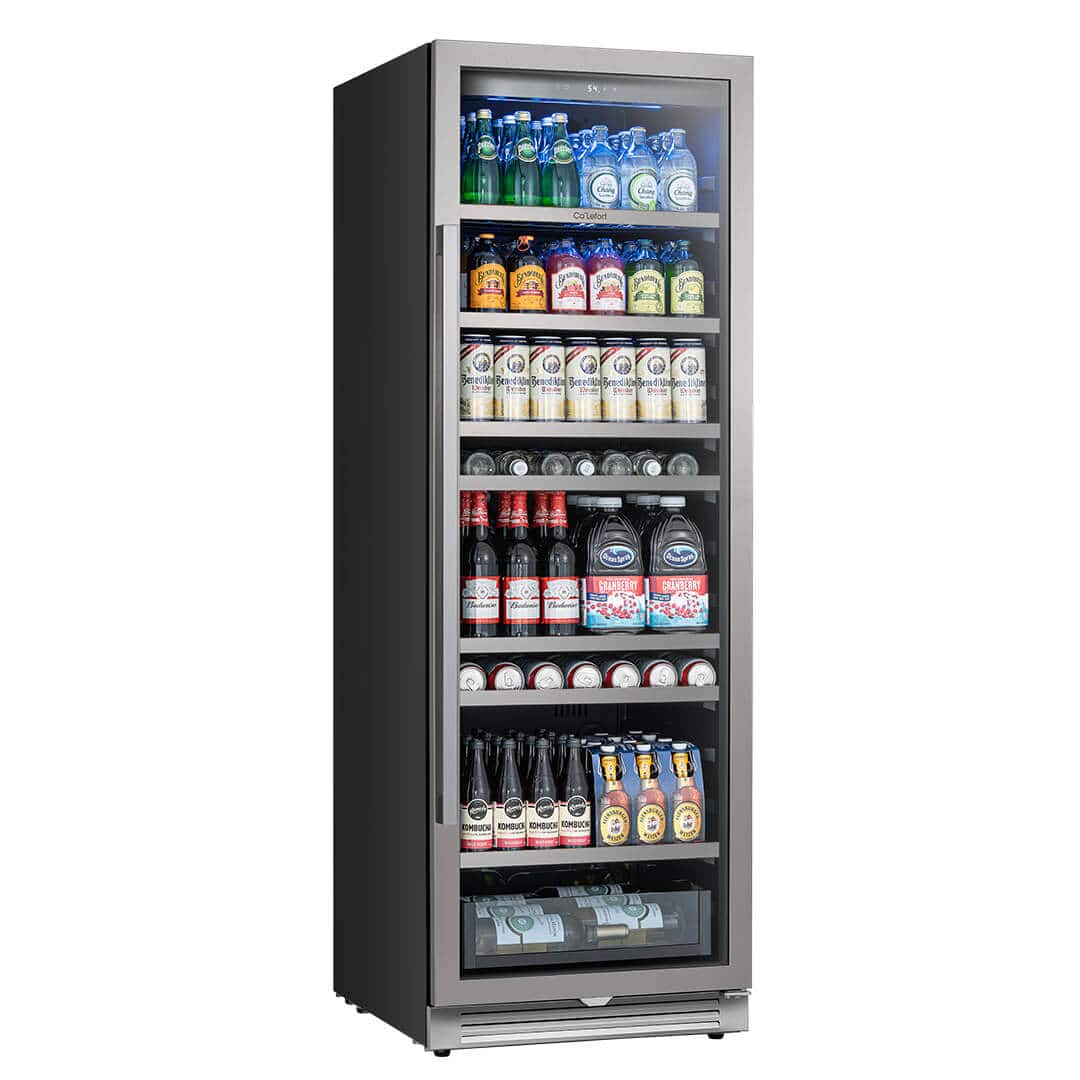 Ca'Lefort - 373 Cans Beverage Refrigerators,Built-In Beverage Cooler with 3 Color LED Light for Home,Bar - Silver