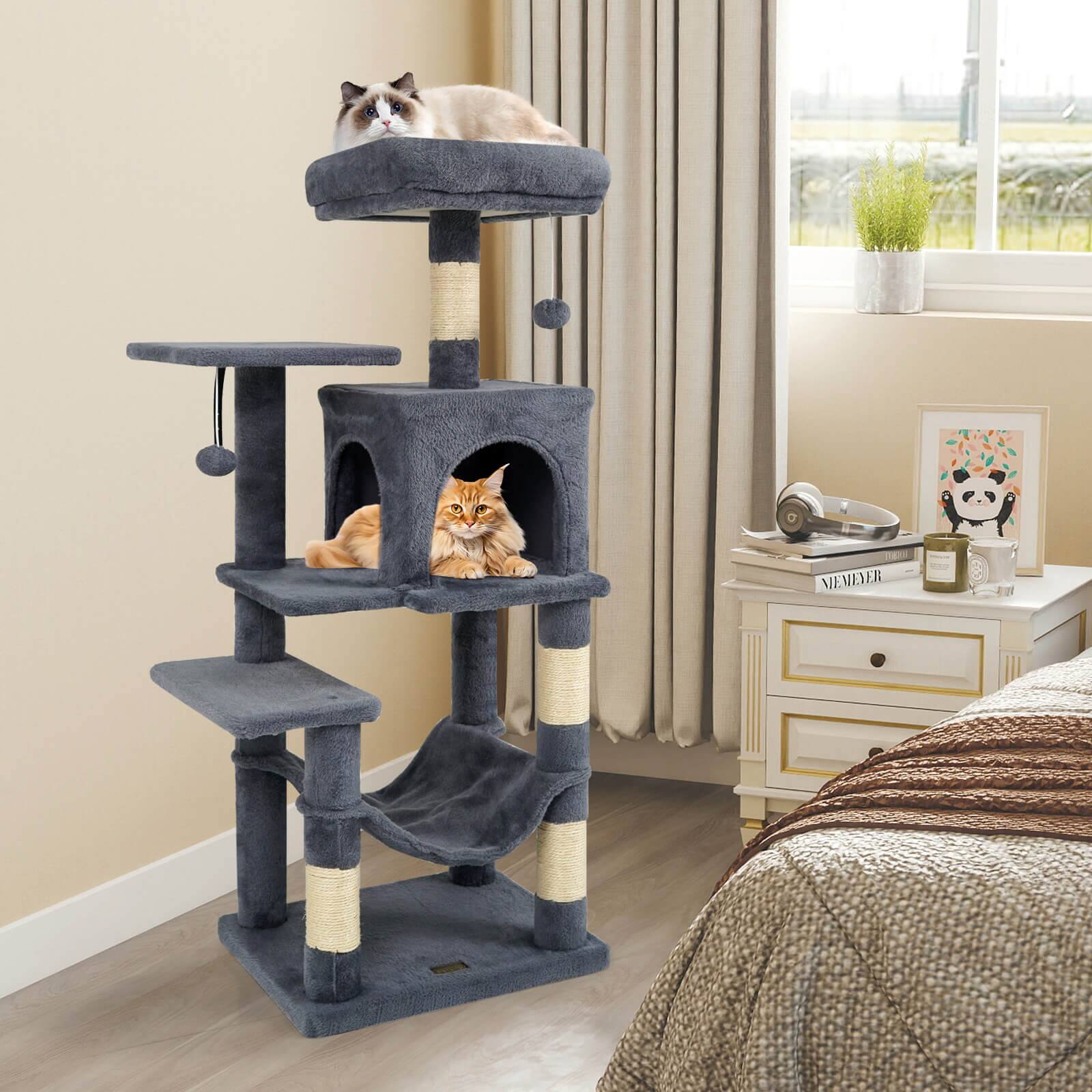 Alt View 4. Costway - Costway 44" Tall Multi-level Cat Tree with Cushion Top Perch, 2-Entrance Large Cat Condo.