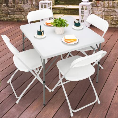 Alt View 10. Winado - 34in Foldable Square Table, Commercial Portable Plastic Dining Table for Kitchen Indoor Outdoor Party Wedding Event - White.