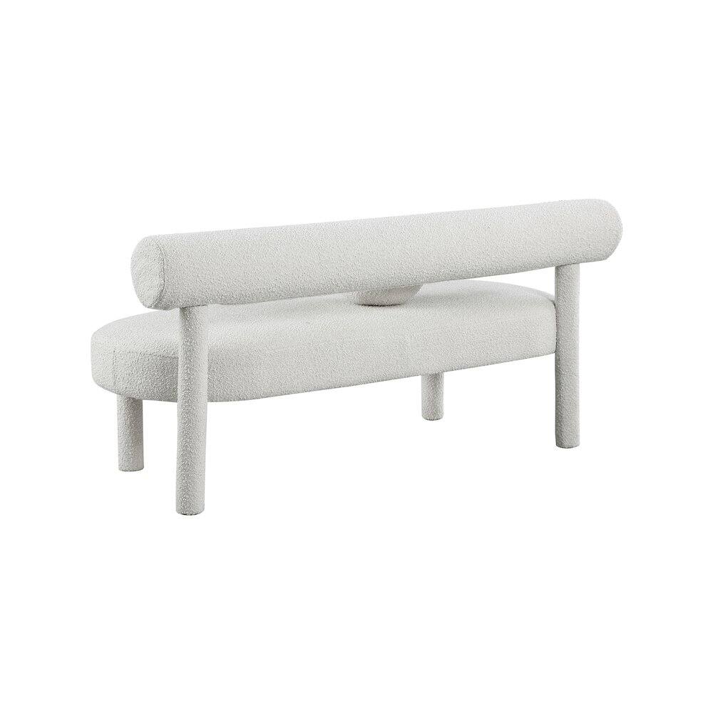 Left. Meridian Furniture - Parlor Cream Boucle Fabric Bench - Cream Boucle Fabric.