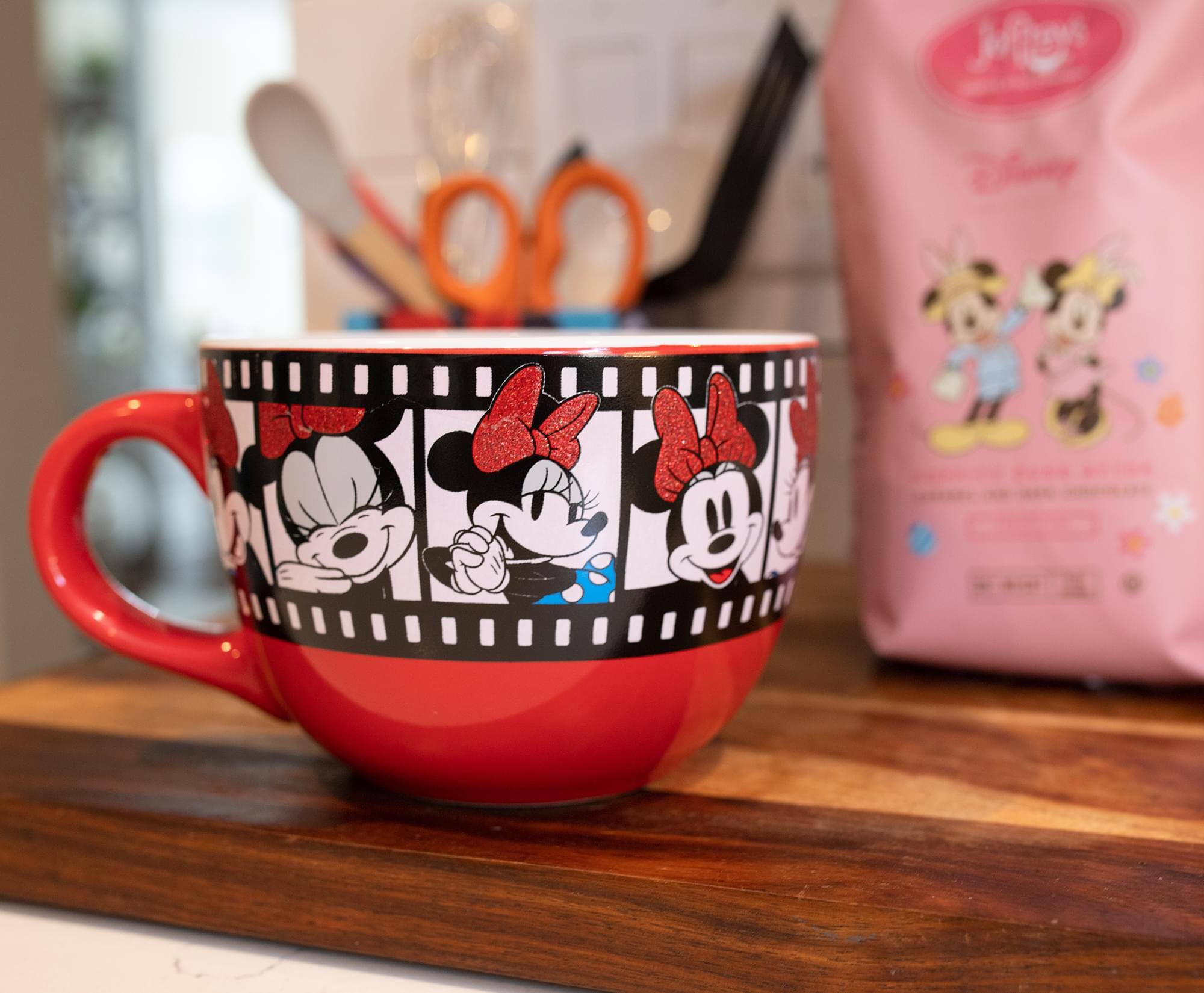 Alt View 1. Disney - Disney Minnie Mouse Film Reel Ceramic Soup Mug | Holds 24 Ounces - Red.