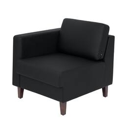 Flash Furniture - HERCULES Artemis LeatherSoft Left Arm Reception Chair, 2 AC Outlets/1 USB/1 USB-C Ports and Wooden Walnut Legs wit - Black