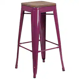Flash Furniture - Murray 30" High Backless Barstool with Square Wood Seat - Purple