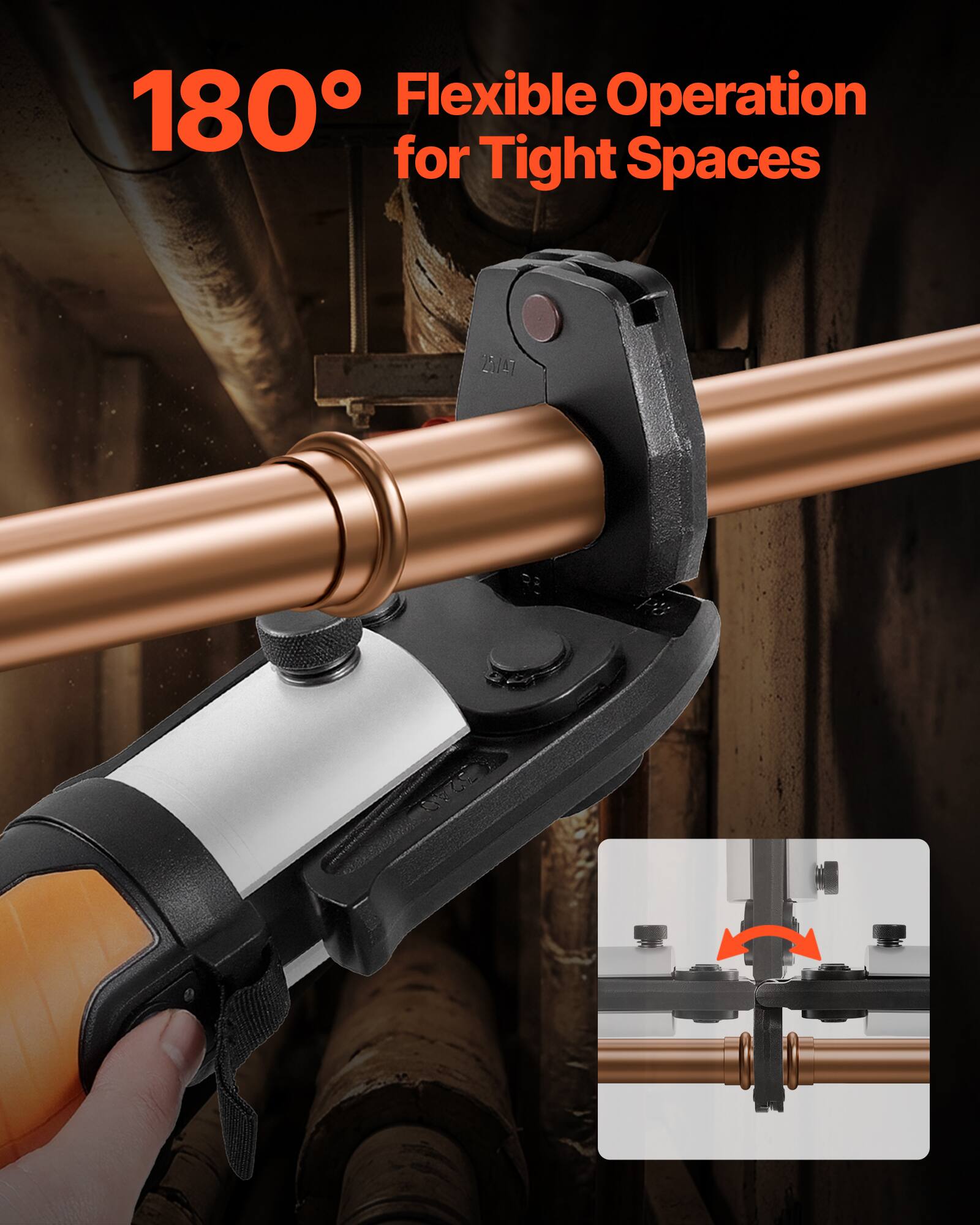 180° Flexible Operation for Tight Spaces