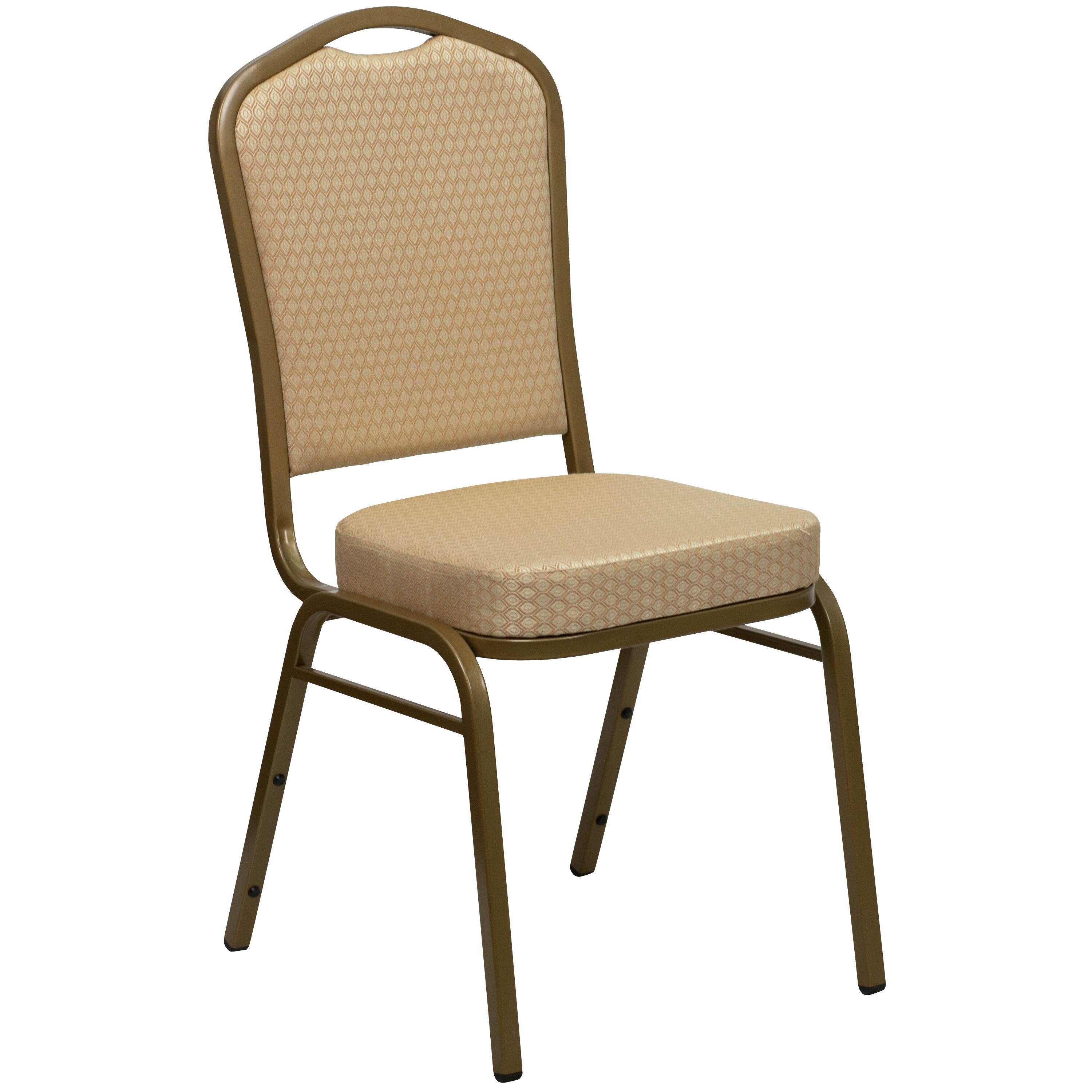 Beige Patterned Fabric/Gold Frame