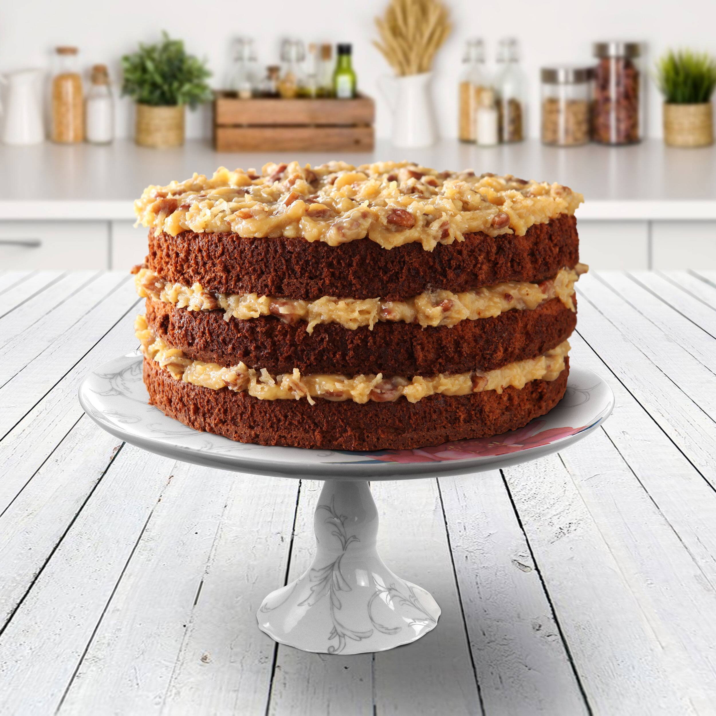 Alt View 2. Martha Stewart - Martha Stewart Fine Ceramic Cake Plate - Brown.