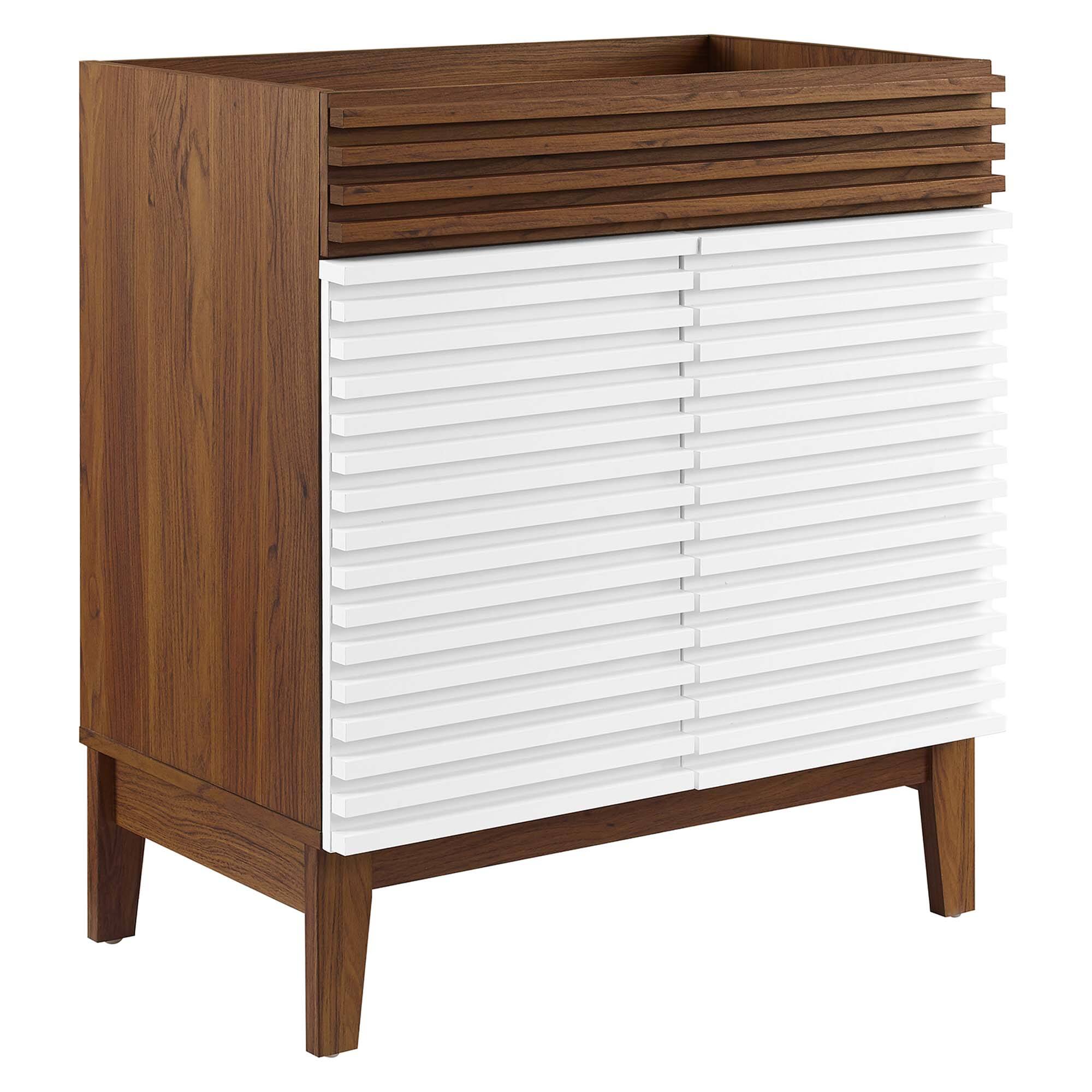 Angle. Modway - Render 30" and 36" Bathroom Cabinets Basin Not Included - White Walnut.