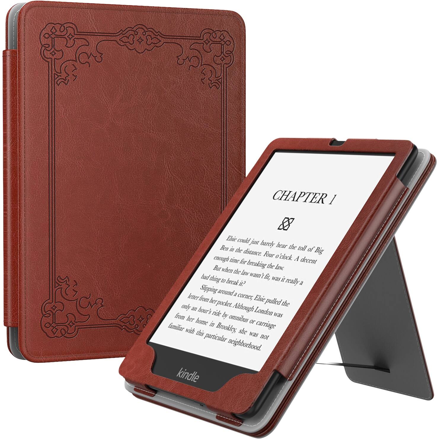 Alt View 11. SaharaCase - Indy Series Hand Strap Case for Amazon Kindle Paperwhite (11th Gen, 2021-2022) - Brown.