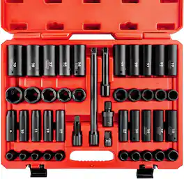 JETRANSPORT - 02474a 1/2" Impact Socket Set 15 Piece Metric 10-24 Mm Deep Sockets 6 Point Drive For Wrench Chrome - Metric Deep and Shallow 45 Piece