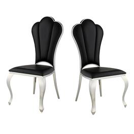 Manhattan Lane - Kuri 24 Inch Dining Chair, Vegan Faux Leather, Textured, Set of 2 - Chrome, Beige