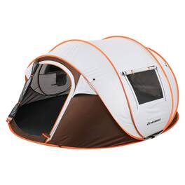Wikistore - 4 Person Pop Up Tent Instant Setup Water Resistant Portable w/Carry Bag for Camping Hiking & Outdoor 3-Season - White & Brown