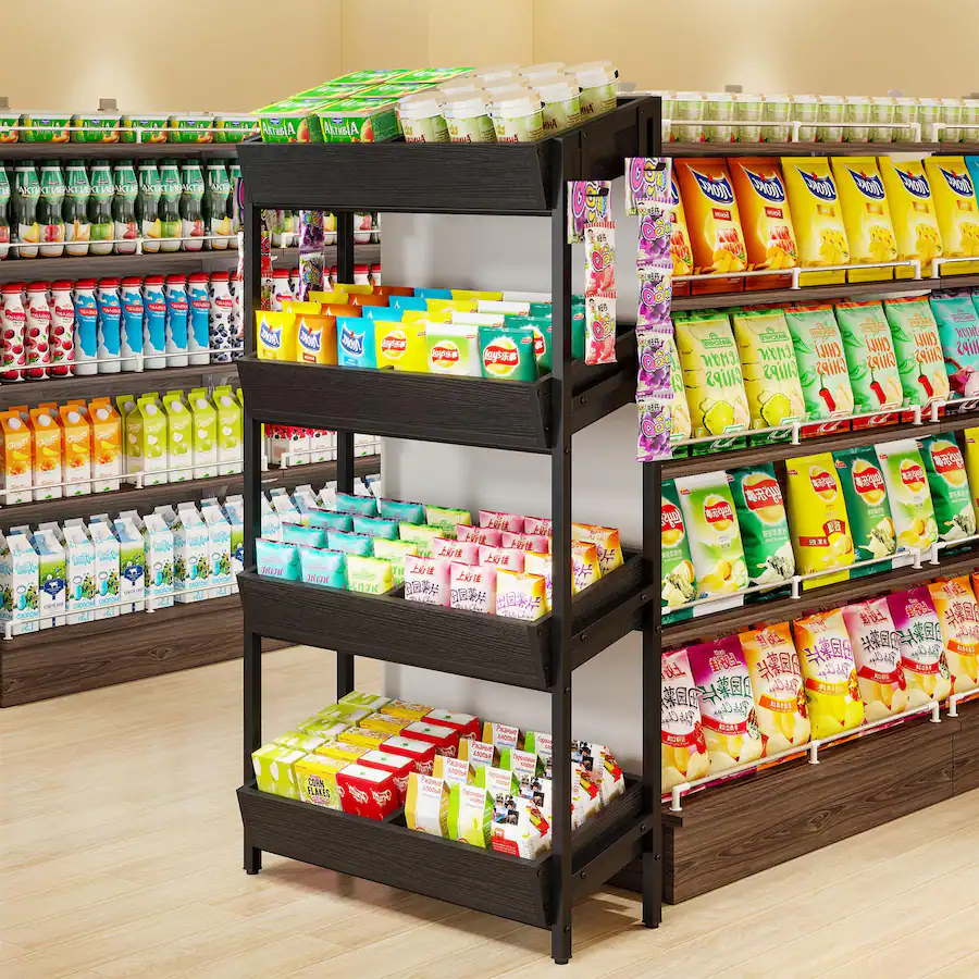Chips Retail Display Racks Tribesigns 4 Tier Retail Display Rack, Tiered Shelf Organizer for ...