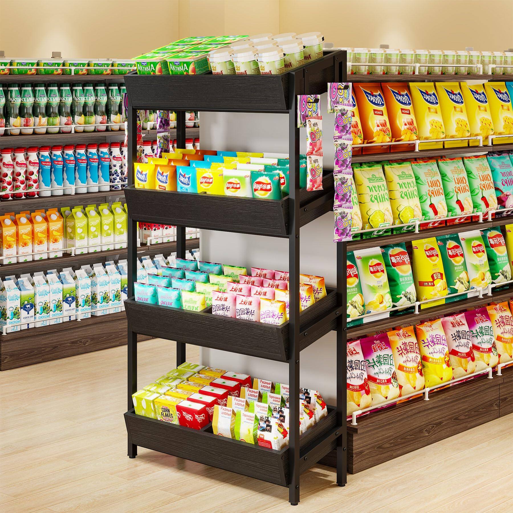Tribesigns 4 Tier Retail Display Rack, Tiered Shelf Organizer for ...