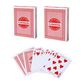 GSE Games & Sports Expert - 2-Deck Canasta Cards with Point Values, Included Canasta and Hand & Foot Game Rules - Red