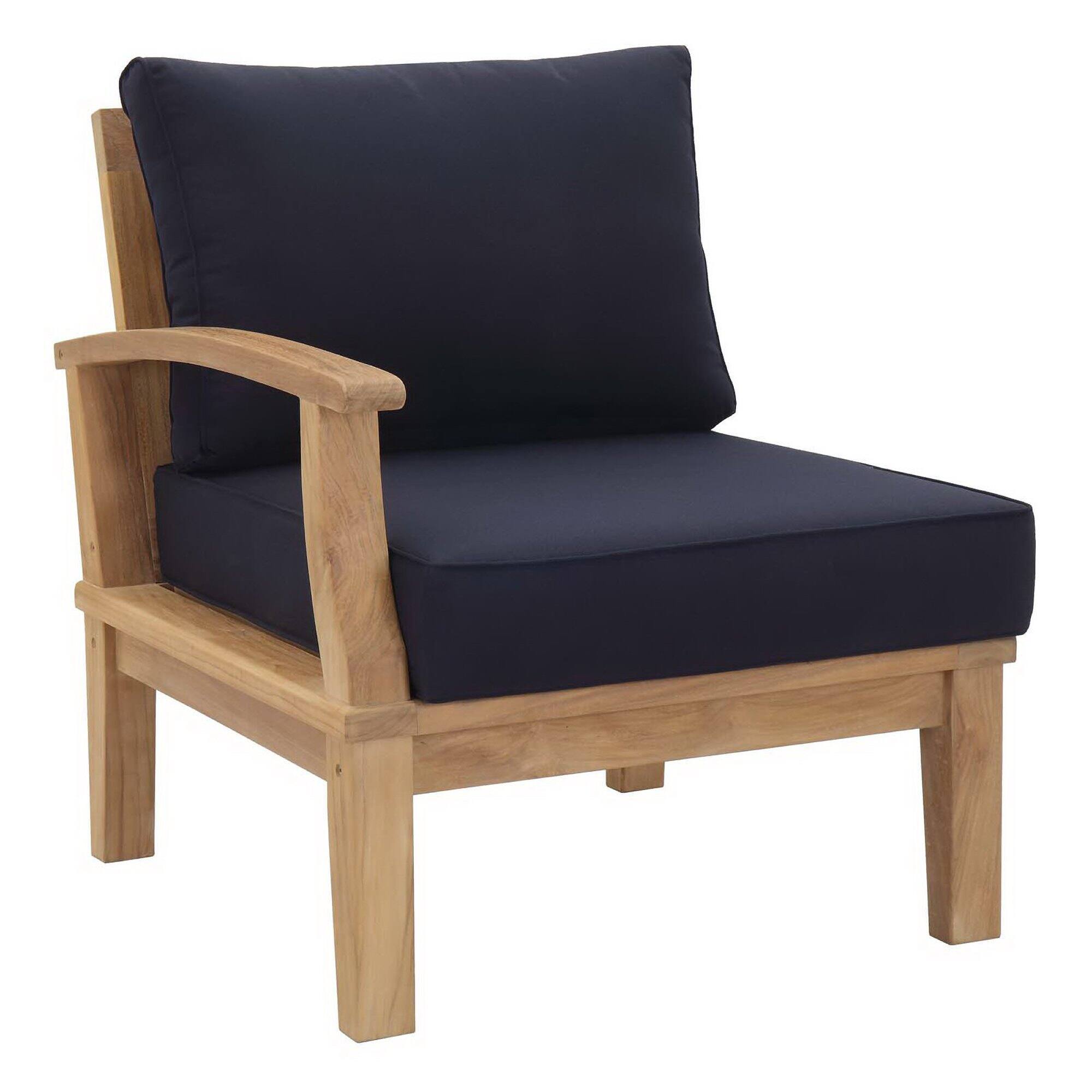 Angle. Modway - Marina Outdoor Patio Teak Left-Facing Sofa by Modway - Natural Navy.