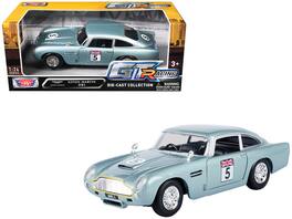 Aston Martin DB5 RHD (Right Hand Drive) #5 "GT Racing" Series 1/24 Diecast Model Car by Motormax - Light Blue Metallic