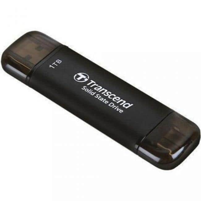 Transcend - ESD310C 1 TB Portable Solid State Drive - External - Desktop PC, Notebook, Gaming Console Device - Black