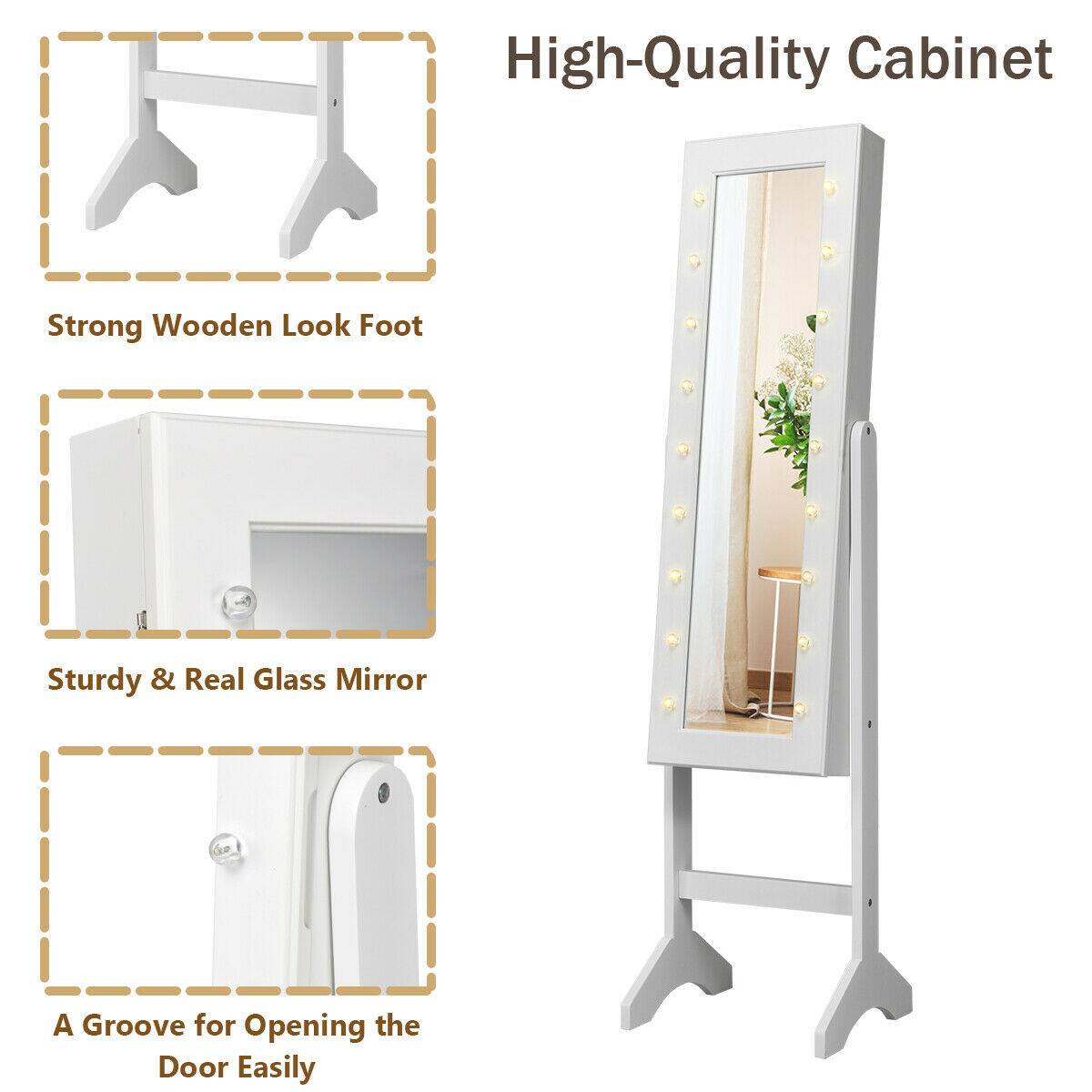 High-Quality Cabinet, Strong Wooden Look Foot, Sturdy & Real Glass Mirror, A Groove for Opening the Door Easily