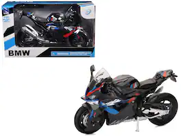 BMW M 1000 RR Motorcycle with Red and Blue Stripes 1/12 Diecast Model by New Ray - Black