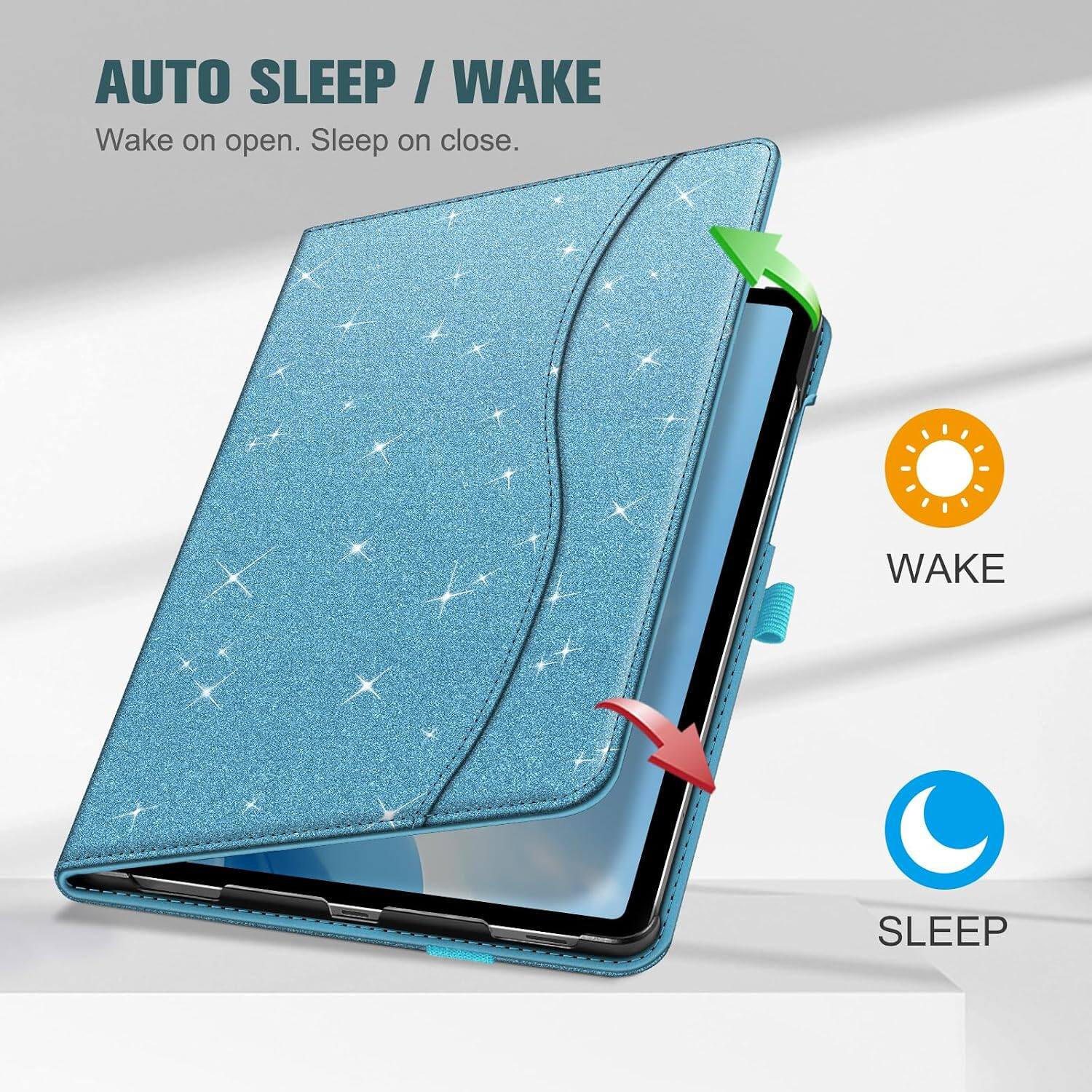 AUTO SLEEP / WAKE  
Wake on open. Sleep on close.  

WAKE  
SLEEP