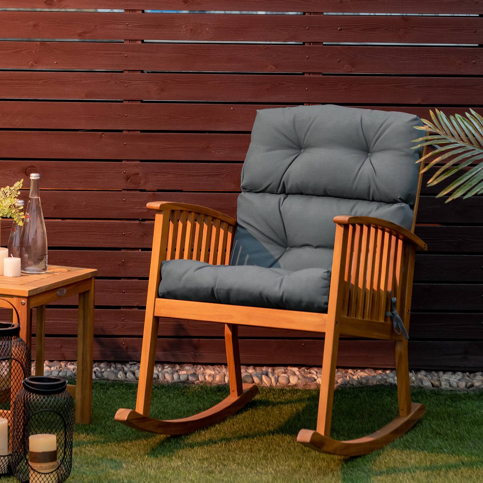 Alt View 1. Costway - Costway 2 PCS Outdoor Back Chair Cushion Tufted Pillow Patio Seating Pad - Gray.
