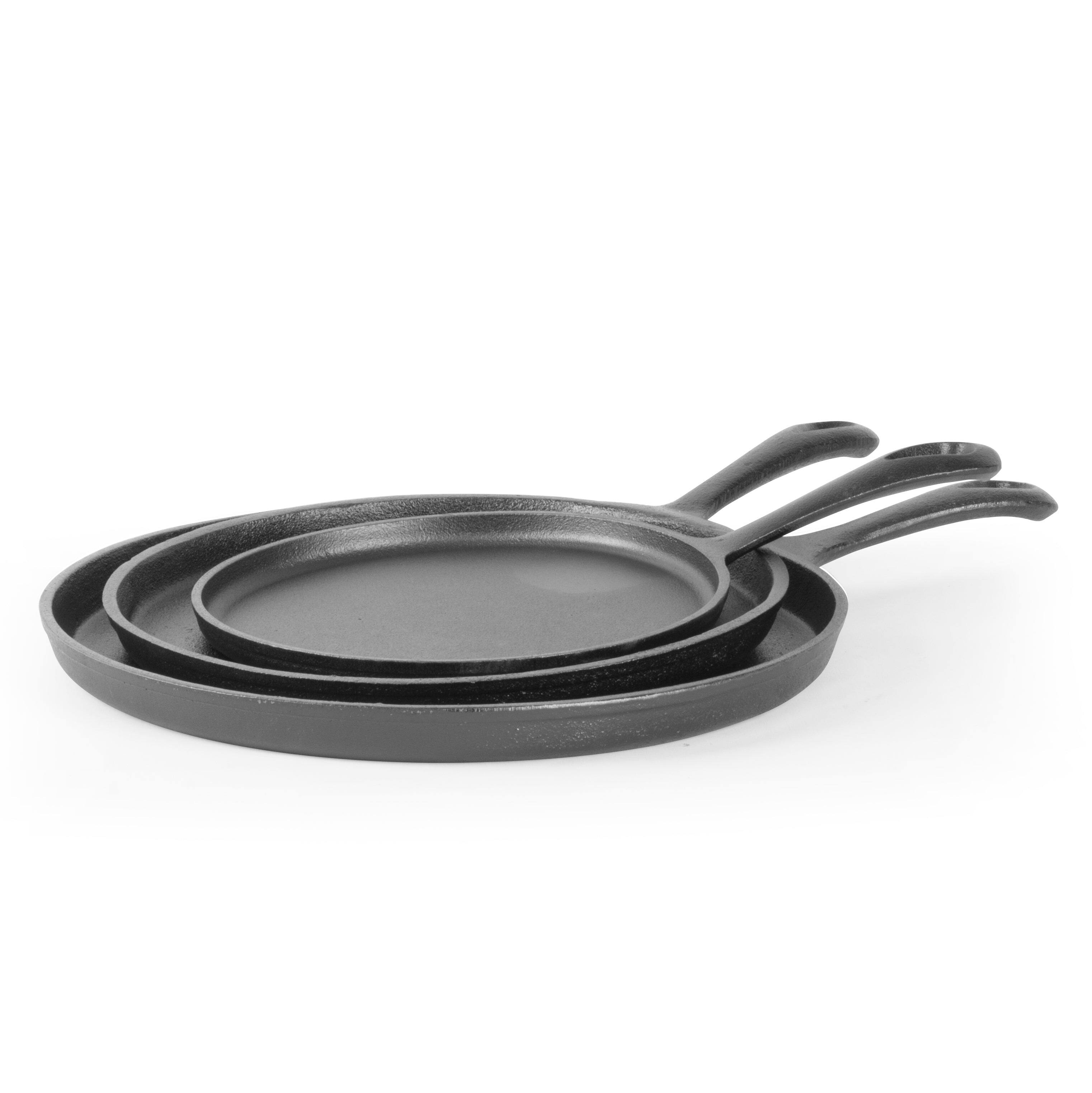 Front. Commercial Chef - COMMERCIAL CHEF Cast Iron 3-Piece Griddle Set - Black.