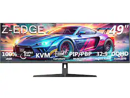 Z Z-Edge - 49" 32:9 DQHD 5120x1440 165Hz 1ms 1500R Curved Gaming Monitor, 350cd/m², 16.7M Colors (8bit), Adjustable Stand - Black