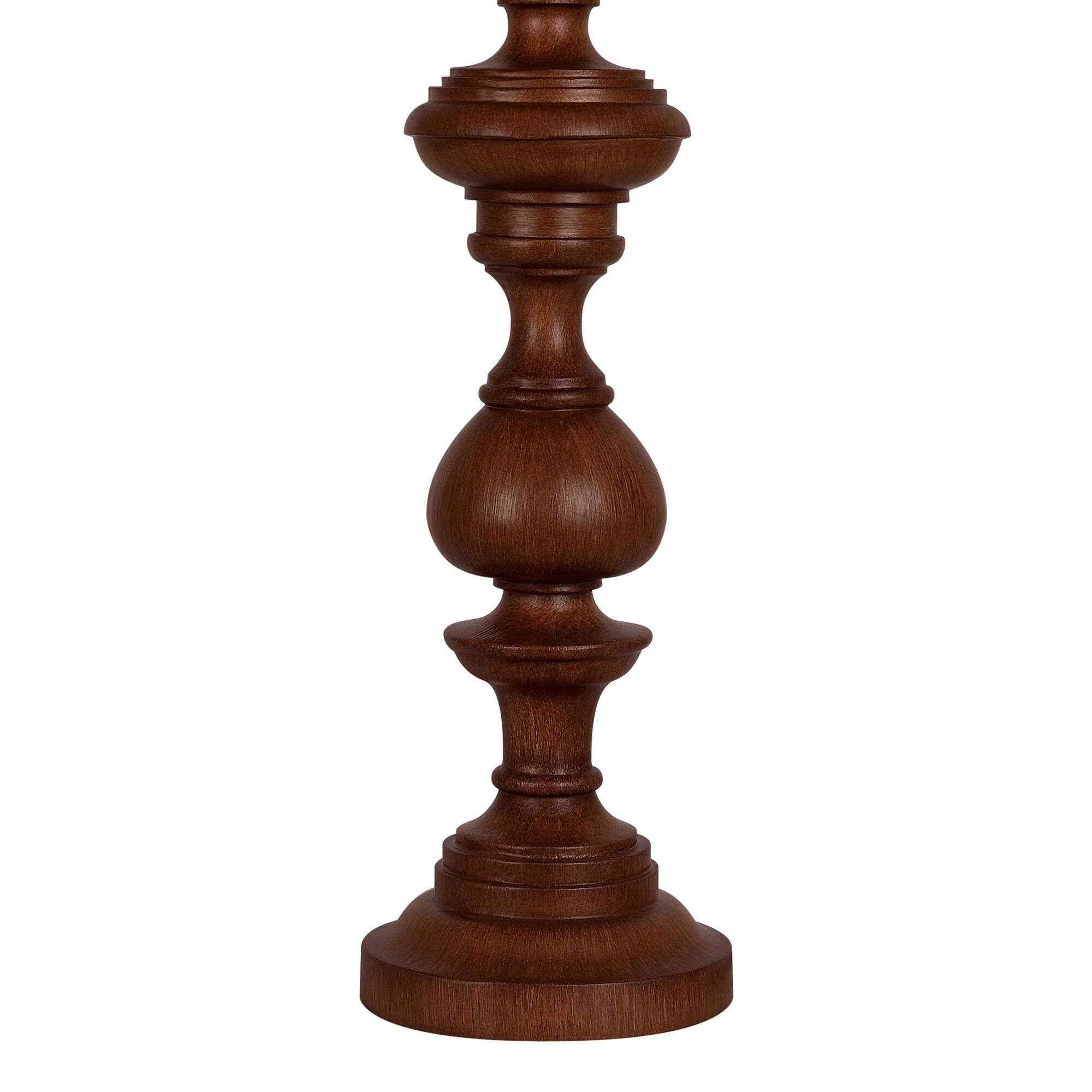 Alt View 4. partphoner - Dark Brown Turned Spindle Wood Table Lamp - Brown.
