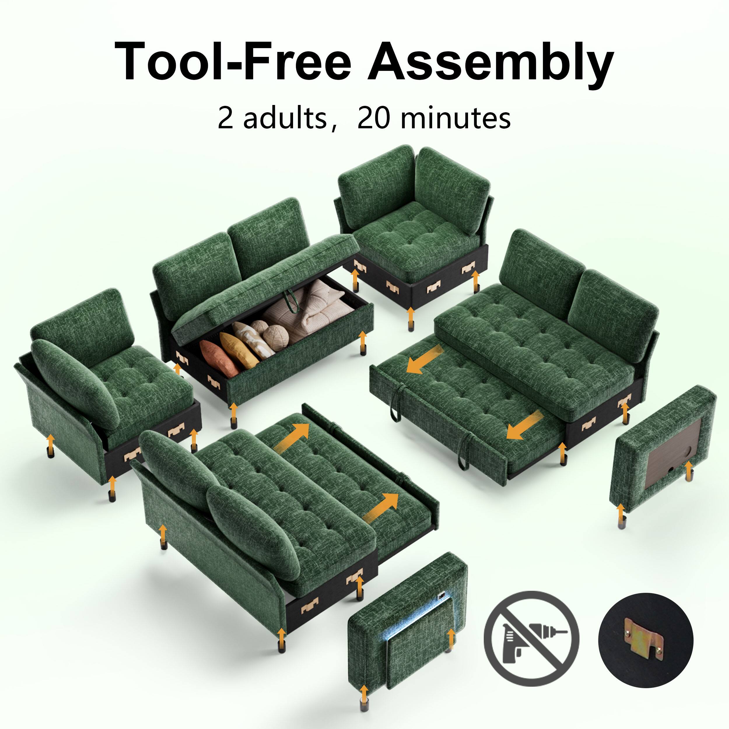 Tool-Free Assembly  
2 adults, 20 minutes