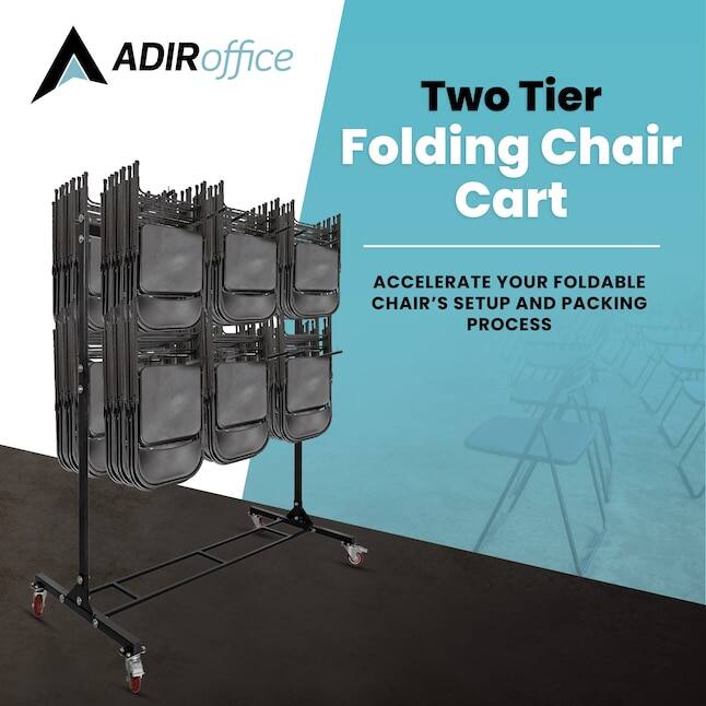 ADIRoffice, Two Tier Folding Chair Cart, Accelerate your foldable chair's setup and packing process.