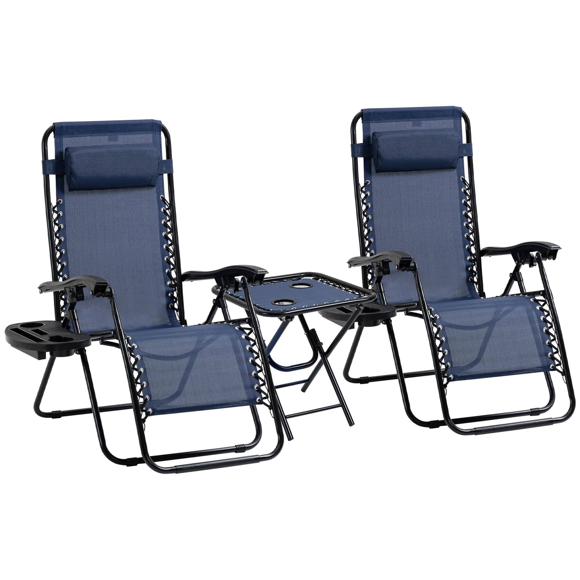 Front. Resenkos - Resenkos Zero Gravity Chair Set with Side Table, Reclining Lounge Chair for Pool, Beach, Yard, Blue - Blue.
