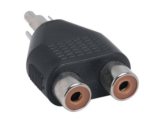Angle. Cable Leader - RCA Mono Male to 2x RCA Mono Female Y-Splitter Adapter, Fully Molded - Black.