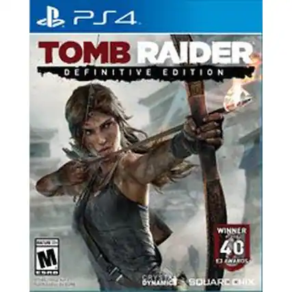 PS4 TOMB RAIDER DEFINITIVE EDITION
M
WINNER 40 E3 AWARDS
CRYSTAL DYNAMICS SQUARE ENIX - M (Mature 17+)