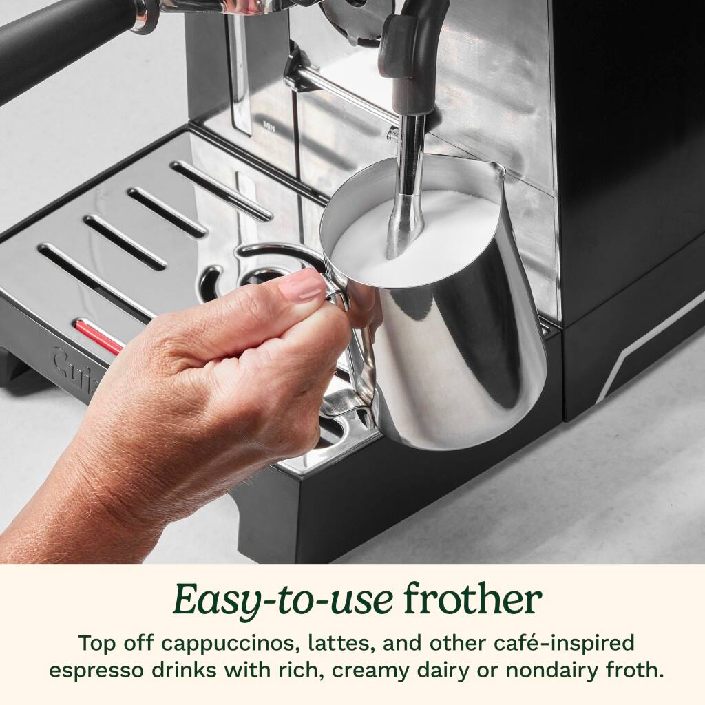 Easy-to-use frother Top off cappuccinos, lattes, and other café-inspired espresso drinks with rich, creamy dairy or nondairy froth.