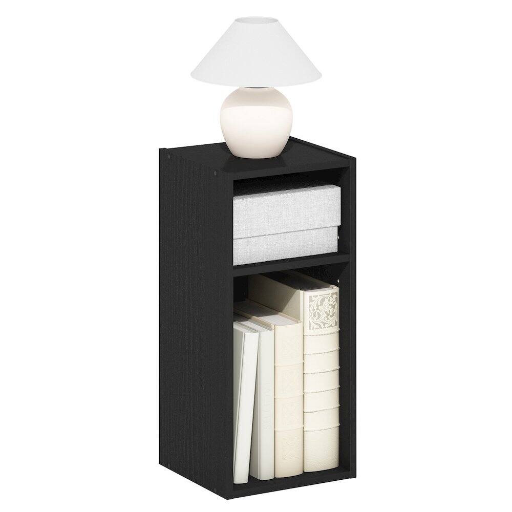 Back. Furinno - FULDA Book Shelf, 2-Tier Narrow Storage Cabinet, Bookcase with 10-In Width Storage Shelf, 9.3 x 9.8 x 21.2 - Blackwood.