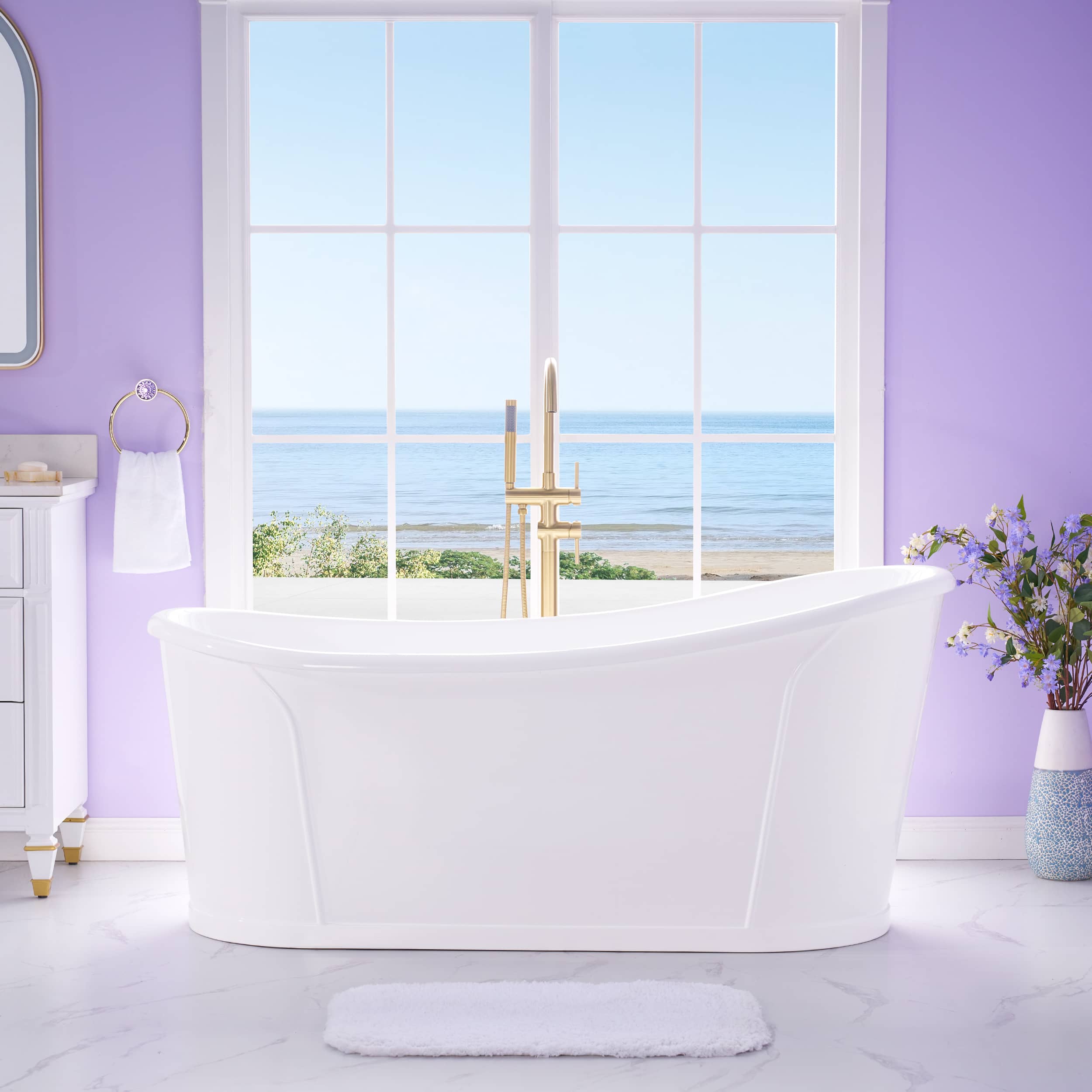 WELLFOR - Luxor 66 in. x 30 in. Acrylic Oval Freestanding Soaking Bathtub with Drain and Overflow - White price history on PriceWatchPro