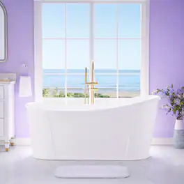WELLFOR - Luxor 66 in. x 30 in. Acrylic Oval Freestanding Soaking Bathtub with Drain and Overflow - White
