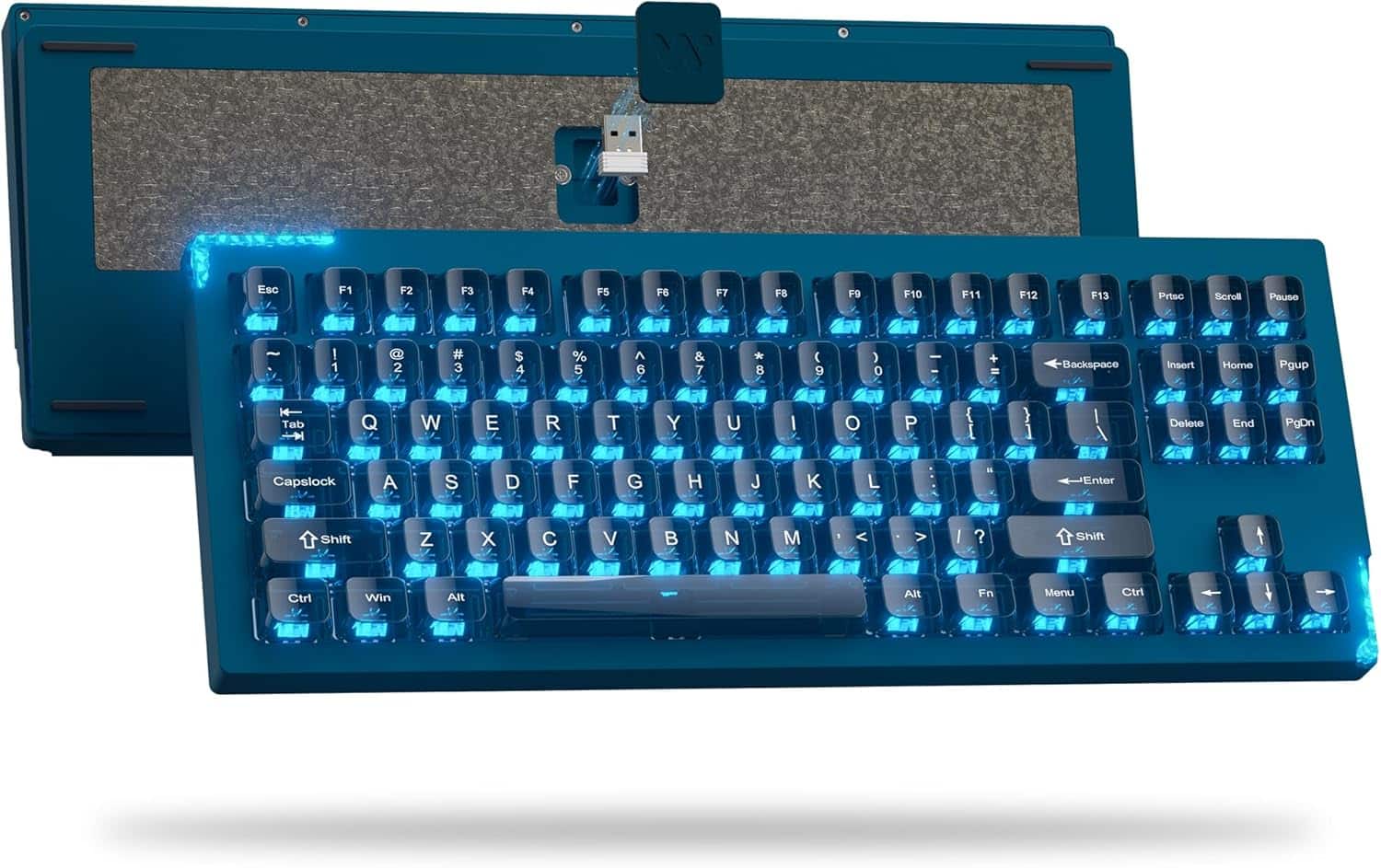 Womier - SK87 75% Wireless Gaming Keyboard QMK/VIA,Aluminum Transparent keycaps Mechanical Keyboard - Blue