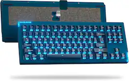 Womier - SK87 75% Wireless Gaming Keyboard QMK/VIA,Aluminum Transparent keycaps Mechanical Keyboard - Blue