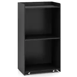 Pefilos - Rolling Podium Stand with 2 Shelves and Lockable Wheels, Cabinet - Black