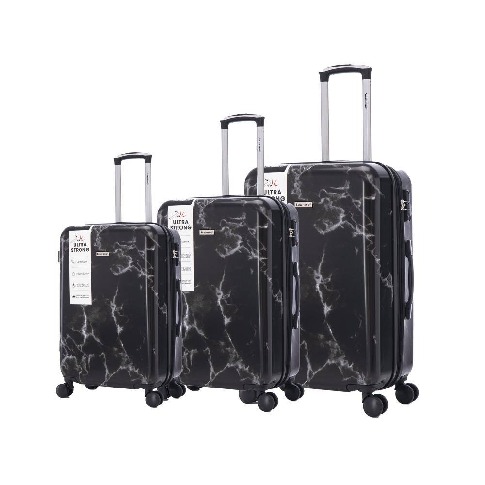 BreeBe - 3-Piece PC Luggage Set with Large Capacity, Universal Wheels, Password Lock, Easy Carry Design 20/24/28 Inch - Black