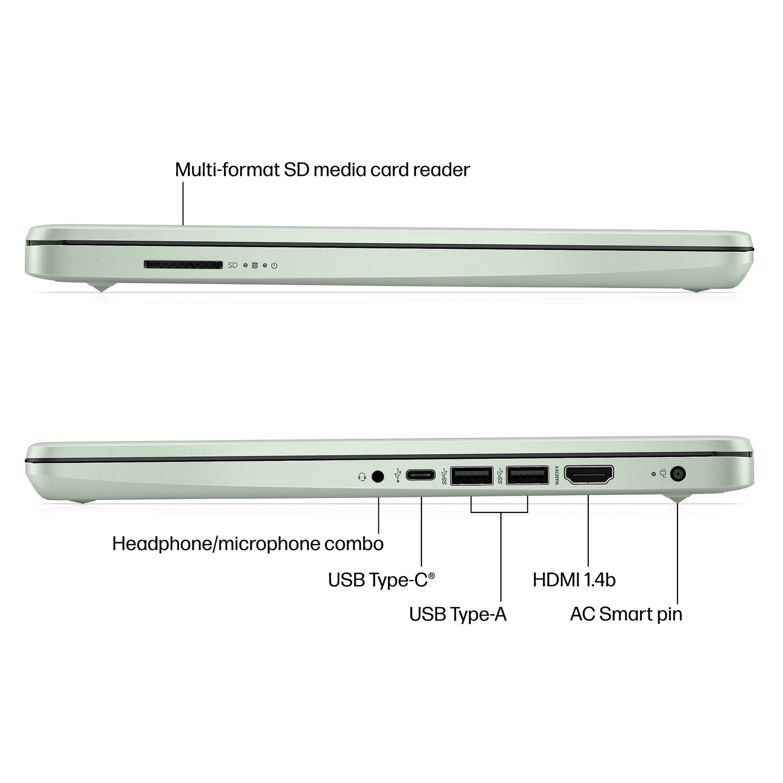 Multi-format SD media card reader

Headphone/microphone combo

USB Type-C

USB Type-A

HDMI 1.4b

AC Smart pin