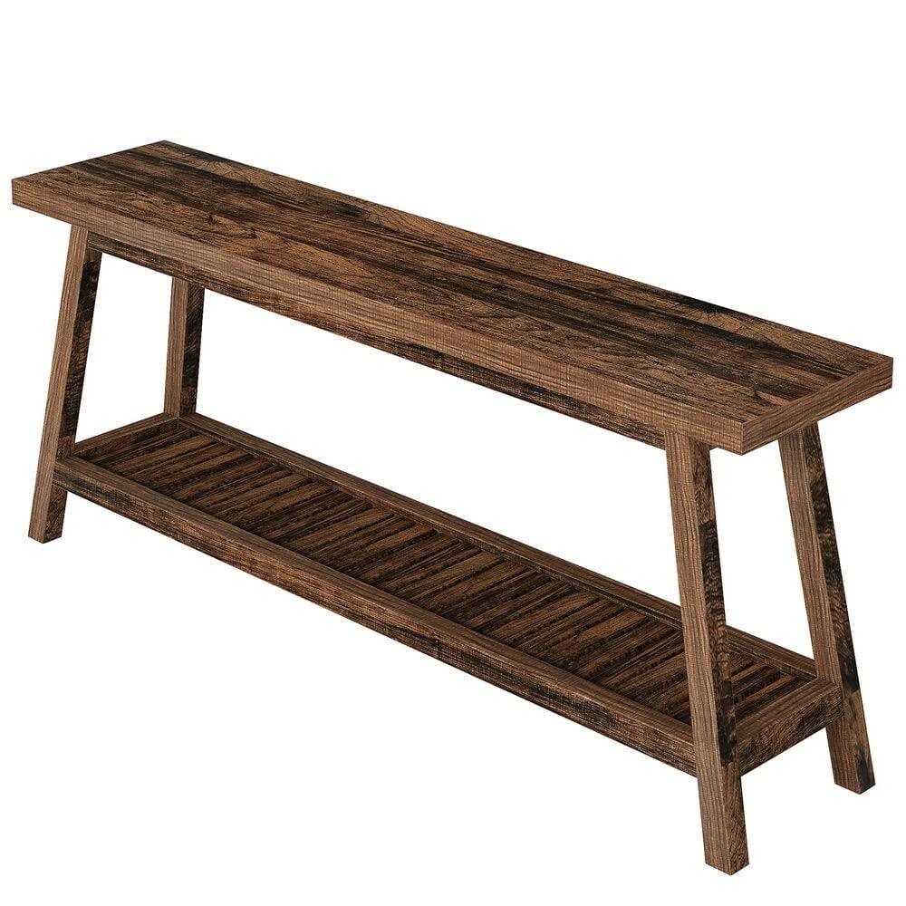 Back. Kadyn - Entryway Table, Console Sofa Table,Farmhouse Console Table, 70.9" Entryway Table 2-Tier Sofa Table,Brown - Brown.