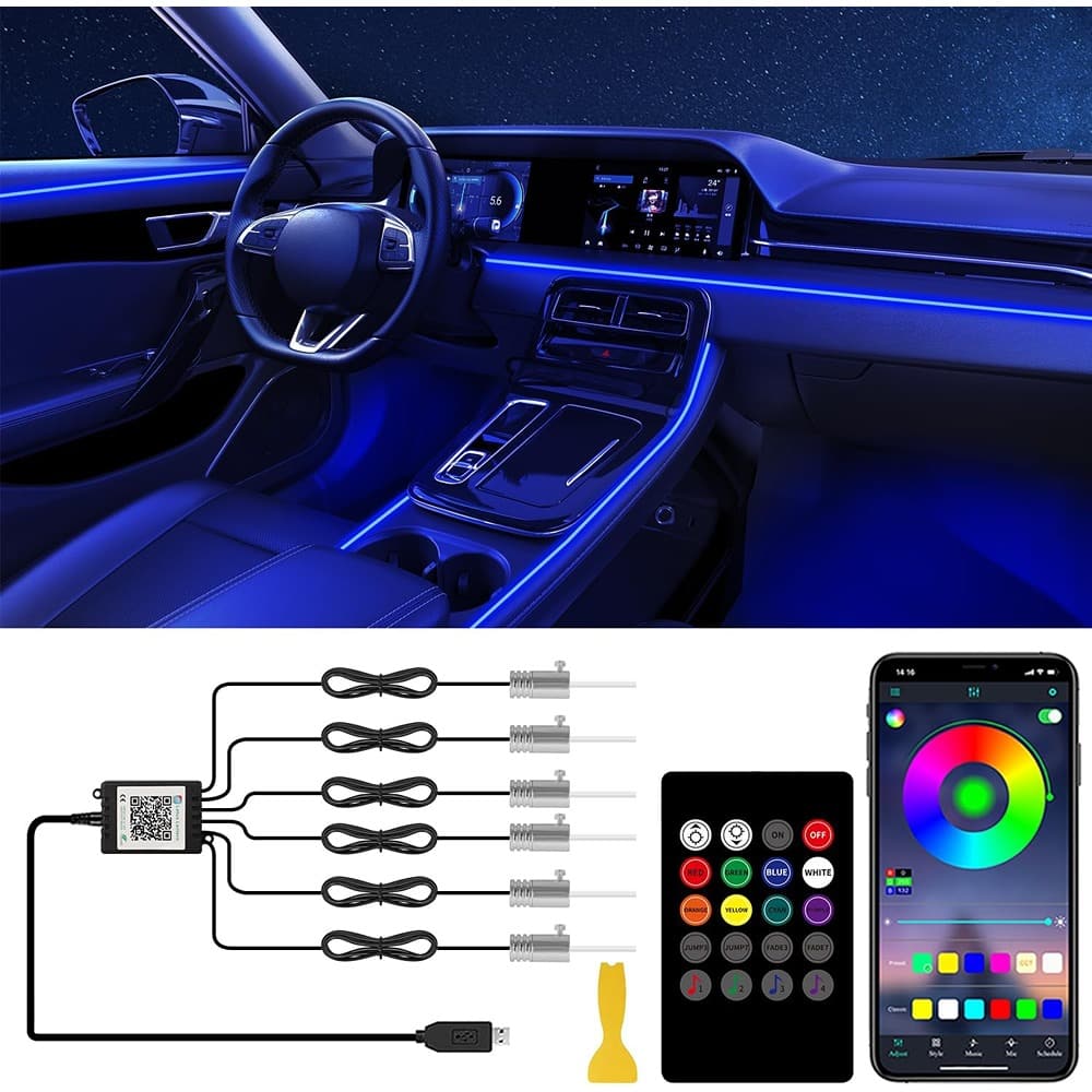 PARKER SLATER - Interior Car LED Lights with Wireless APP/RF Remote Control - Neon