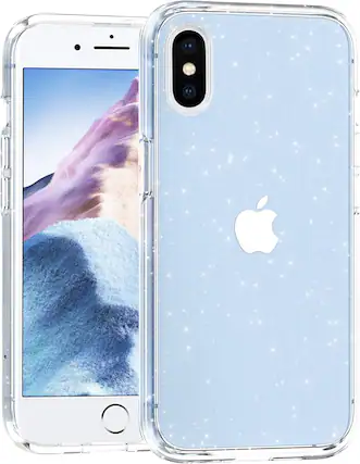 Front. Entronix - Entronix Glitter Clear Case for iPhone XS Max - Stylish and Protective - Glitter Clear.