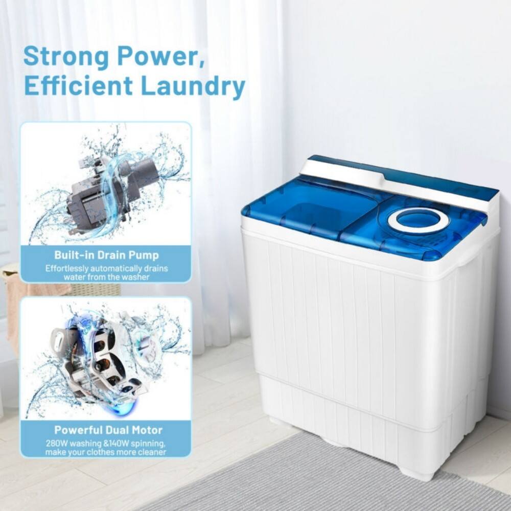 Strong Power, Efficient Laundry

Built-in Drain Pump  
Effortlessly automatically drains water from the washer

Powerful Dual Motor  
280W washing & 140W spinning, make your clothes more cleaner